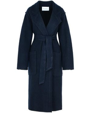 Max Mara 'jene' Dark Blue Cashmere Blend Coat - Blauw