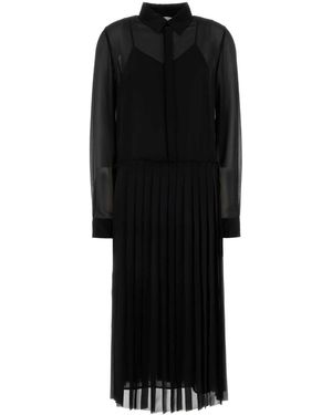Ami Paris Pleated Midi Dress - Black