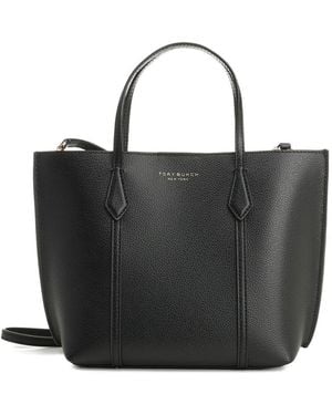 Tory Burch Perry Small Grained Leather Tote Bag - Black