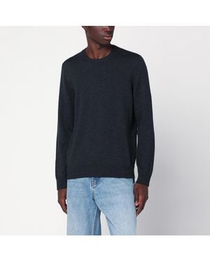 Drumohr Charcoal Wool Crew Neck Jumper - Blue