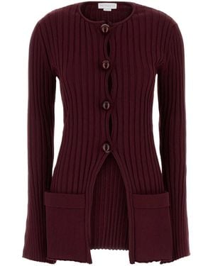 Stella McCartney Burgundy Ribbed Cardigan - Purple