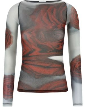 Jean Paul Gaultier 'The Blurry Roses' Top - Grau