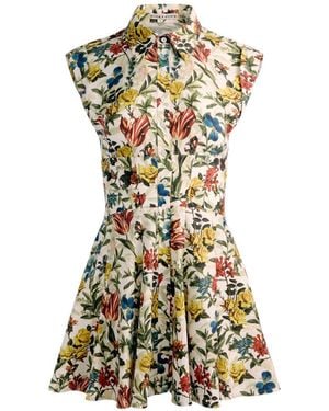 Alice + Olivia Printed Cotton Mini Dress - White