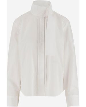 Patou High Collar Cotton Ascot Shirt - Weiß