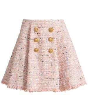 Balmain Tweed Mini Skirt - Pink