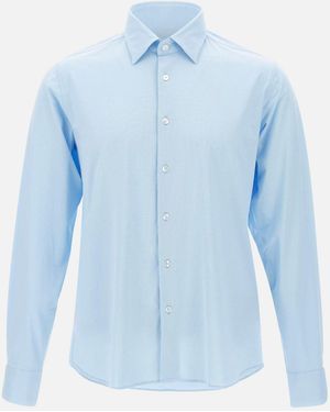 Rrd Hellblaues Oxford-Jacquard-Hemd