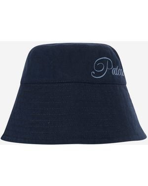 Patou Cotton Bucket Hat With Logo - Blue