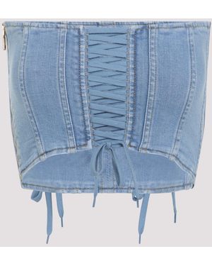 Elisabetta Franchi Top Corset Denim - Blue