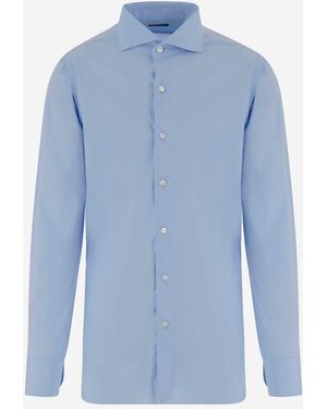 Finamore 1925 Hemd aus Stretch-Baumwollmischung - Blau