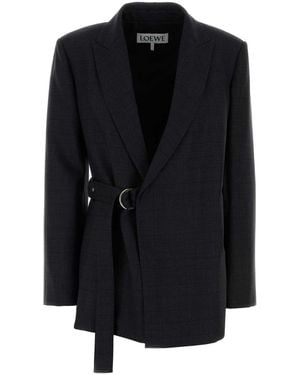 Loewe Embroidered Wool Blazer - Black