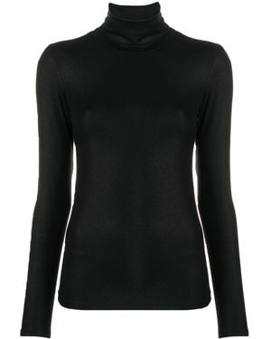 Majestic Lurex Knit Turtleneck Jumper - Black