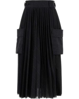 Sacai Embroidered Polyester Skirt - Black