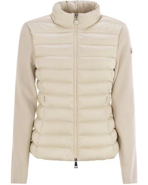 Moncler Gepolsterte Woll -Strickjacke mit Reißverschluss - Natur