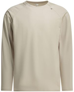 Goldwin "panelgaas L/s"t-shirt Met Ronde Hals - Naturel