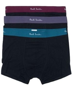 Paul Smith Logo Print Briefs Pack Of Three - Blue