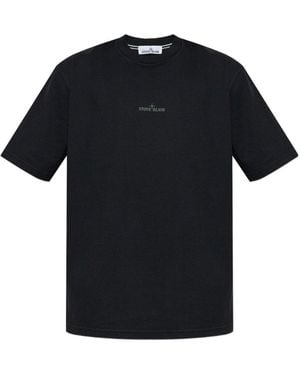Stone Island Archive Logo Cotton T Shirt - Black