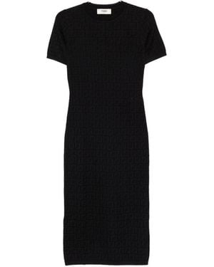 Fendi Ff Cotton Blend Dress - Black
