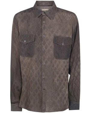 Uma Wang Button-Down-Hemd mit Rautenmuster - Grau