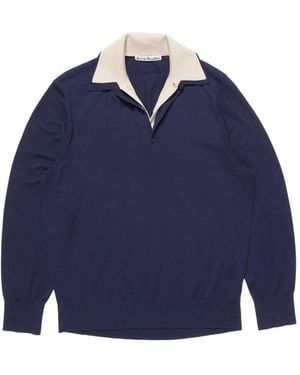 Acne Studios Silk Layered Polo Shirt - Blue