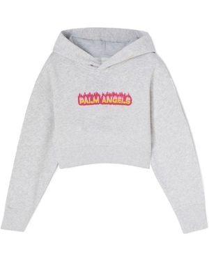 Palm Angels Cropped Hoodie - White