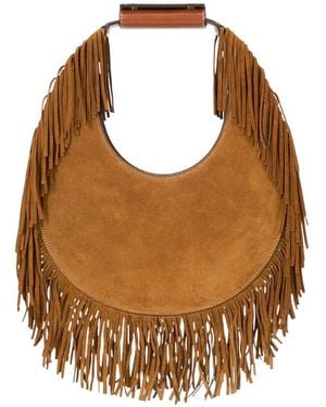 STAUD Moon Tote Sac Tan Fringe - Marron
