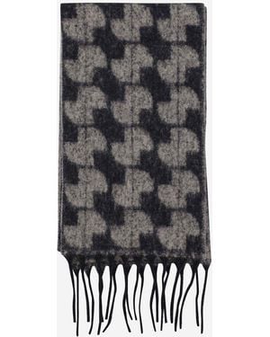 Patou Wolle Mischschal mit Logo - Grau