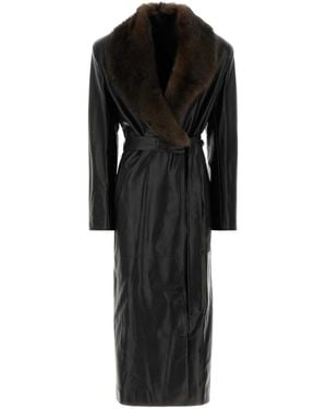 SANTORO Ovine Leather Trench Jacket - Black