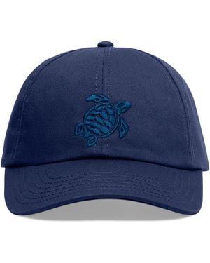 Vilebrequin Casquette en coton avec tortue brodée - Bleu