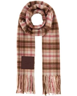Chloé Embroidered Cashmere Highlanding Scarf 200 Cm X 35 Cm - Brown