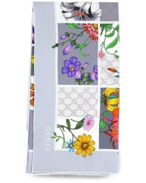 Gucci Printed Silk Foulard - White