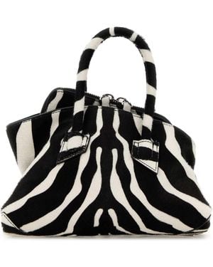The Attico Printed Calf Hair Mini La Passeggiata Handbag - Black