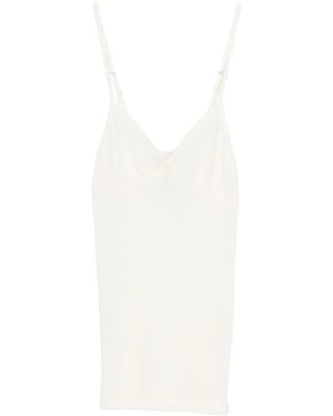 forte_forte Embroidered Wool Ribbed Jersey Tank Top - White