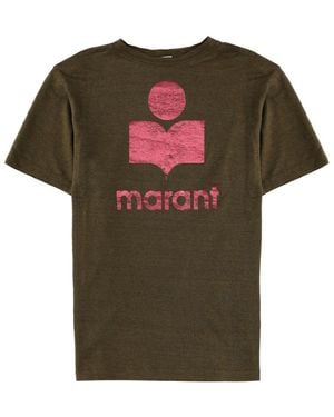 Isabel Marant Zewel Linen T-Shirt With Print - Green