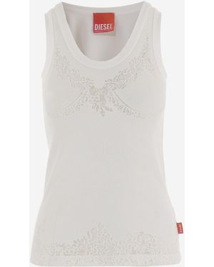 DIESEL X TINDER Tank Top With Sheer Detailing - White