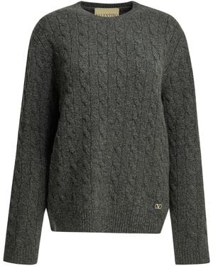 Valentino Virgin Wool Crewneck Jumper - Grey