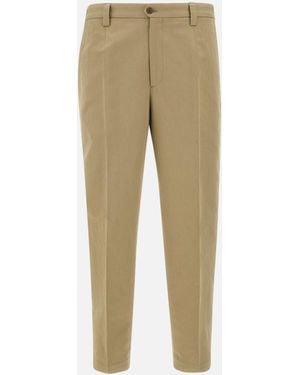 BRIGLIA Ecru Cotton Linen Trousers - Natural