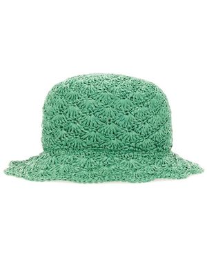 Red(V) Raffia Bucket Hat - Green