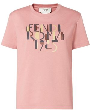 Fendi Logo Print T Shirt - Pink