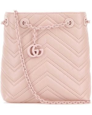 Gucci Leather Micro Gg Marmont Bucket Bag - Pink