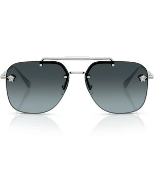 Versace Sonnenbrille Ve2296 1000 V1 Silber/Blau Farbverlauf Damen - Grau