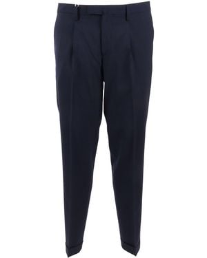 BRIGLIA Straight Leg Tailored Pleated Straight-Leg Pants - Blue