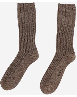 ANT45 Ribbed Stretch Cotton Blend Socks - Brown