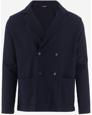 BOSS Stretch Wool Blend Jacket Virgin - Blue