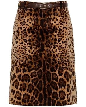 Max Mara Studio Leopard Falange Skirt - Brown