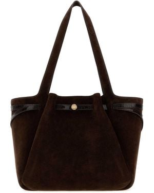 Tory Burch Suede Large Romy Shopping Bag - Black