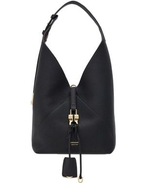 Ferragamo V Shaped Hobo Bag - Black