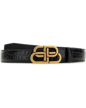 Balenciaga Leather Bb Belt - White