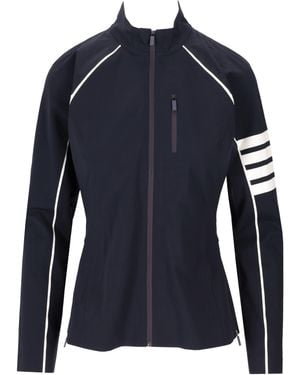 Thom Browne Compressiejack Met Ritssluiting En 4 Bar In Stretch-interlock Van Polyamide - Blauw