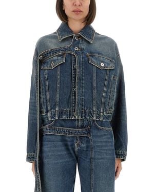 Jean Paul Gaultier Cropped Oversized Denim Jacket With Classic Collar - Blau