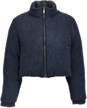 Thom Browne Piumino reversibile 'Herringbone Harris Tweed' - Blu